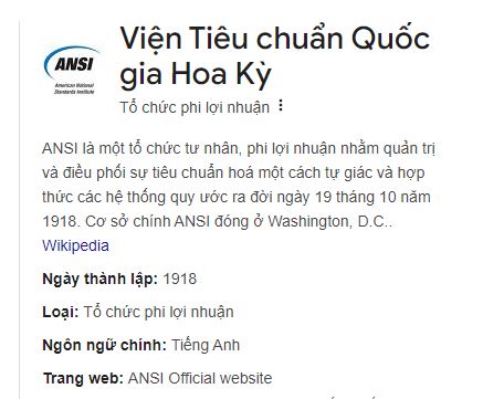 thông tin về ansi