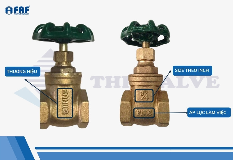 các thông số trên thân van cổng đồng 