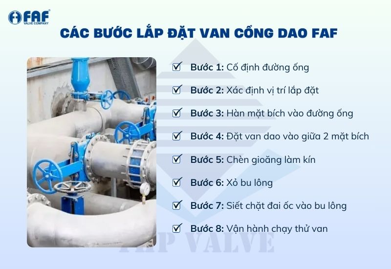 các bước lắp đặt van cổng dao faf 6500