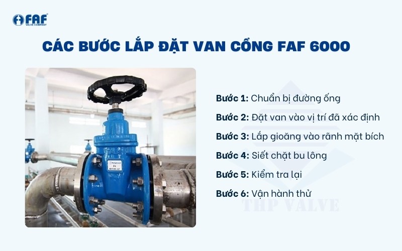 các bước lắp đặt van cổng ty chìm faf 6000