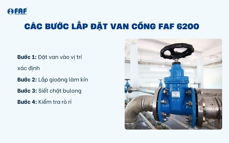 các bước lắp đặt van cổng ty chìm faf 6200