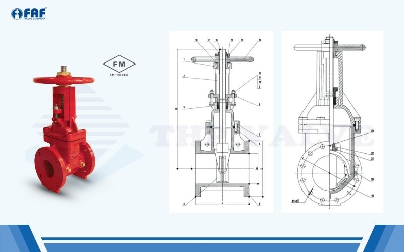 cấu tạo van cổng kèm công tắc giám sát