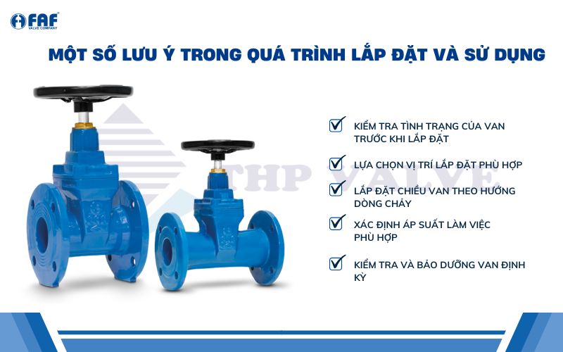 lưu ý khi lắp đặt và sử dụng van cổng ty chìm tay quay