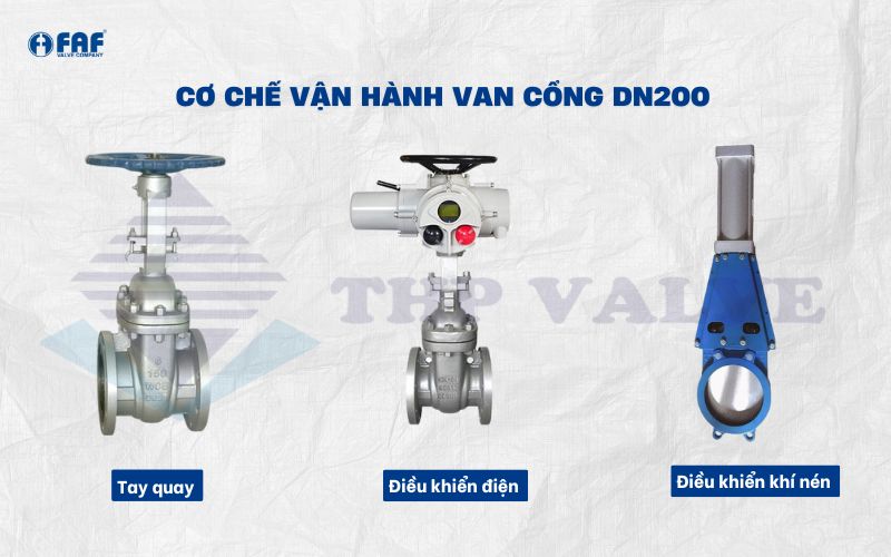 phân loại van cổng dn200 theo cơ chế vận hành