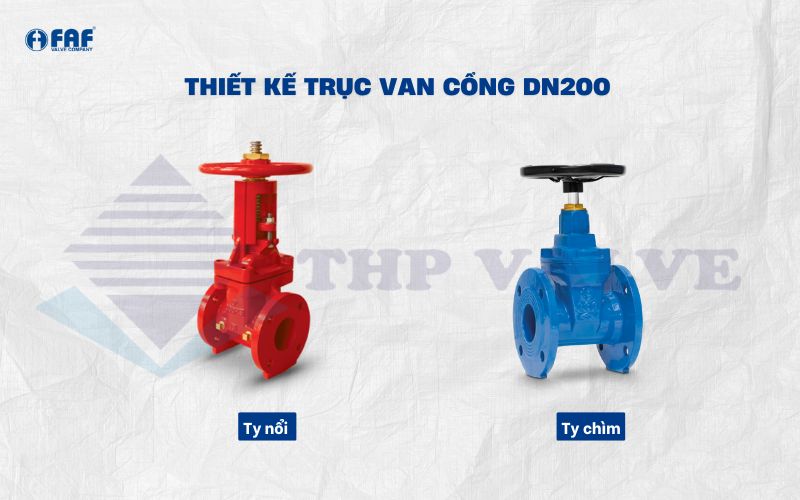 phân loại van cổng dn200 theo trục van