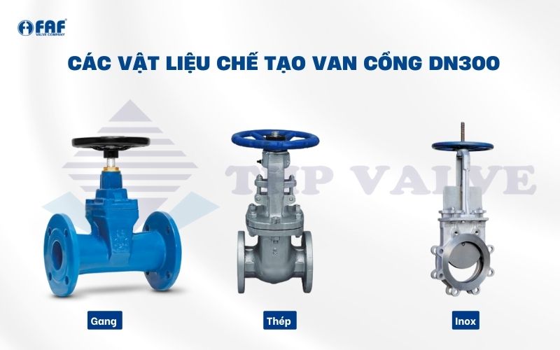 phân loại van cổng dn300 theo vật liệu chế tạo