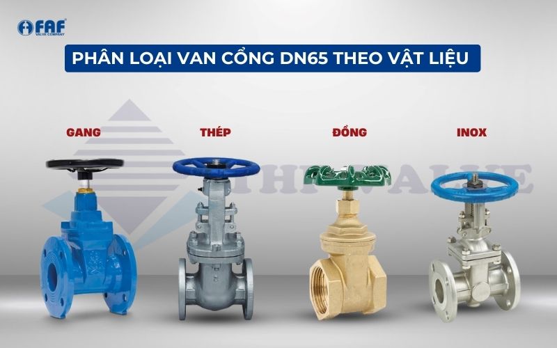 phân loại van cổng dn65 theo vật liệu chế tạo