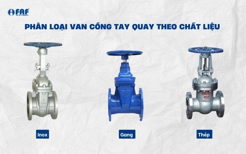 phân loại van cổng tay quay theo vật liệu chế tạo