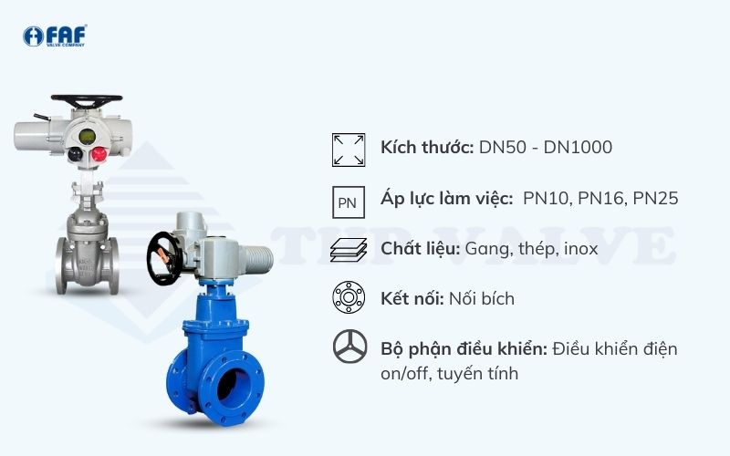 thông số cơ bản của van cổng điều khiển điện