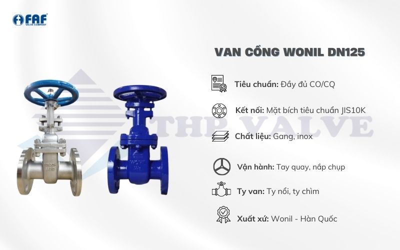 thông số van cổng wonil dn125