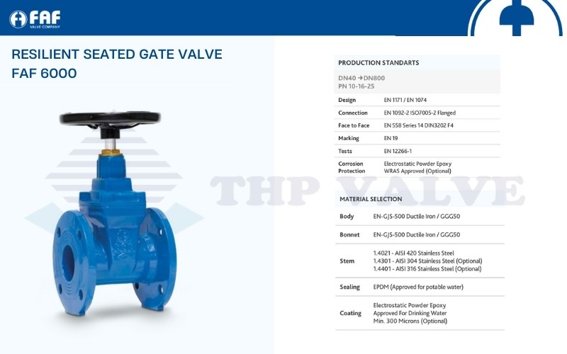 thông số van cổng ty chìm faf 6000