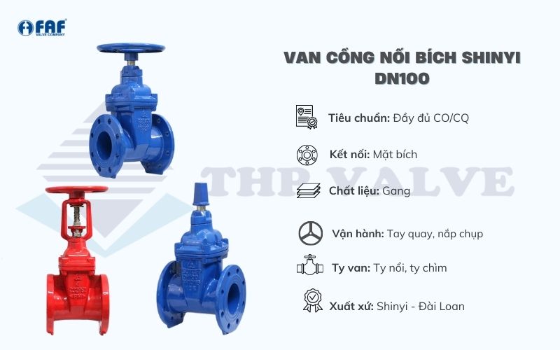 van cổng nối bích shinyi dn100