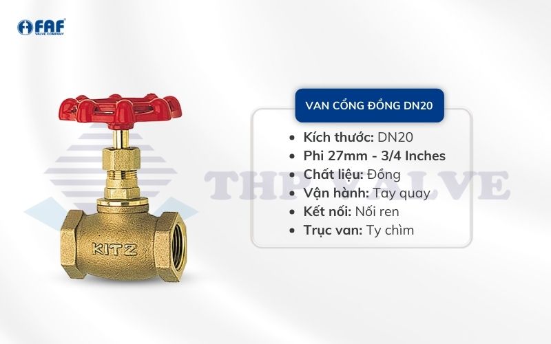 van cửa đồng dn20