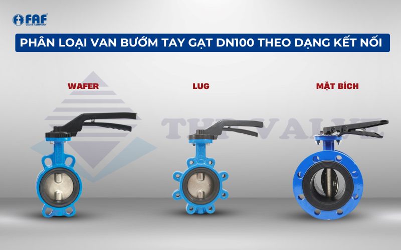 các dạng kết nối van bướm tay kẹp dn100