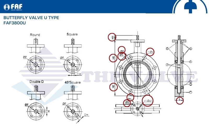 các thông số kỹ thuật van bướm đồng tâm faf 3800u