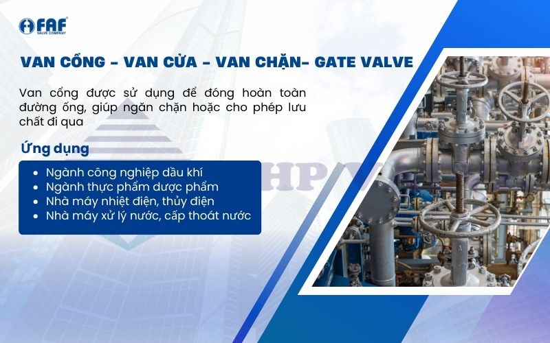 chức năng và ứng dụng của van cổng