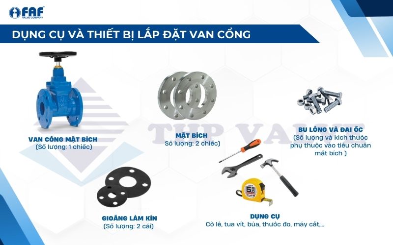 dụng cụ thiết bị lắp đặt van cổng mặt bích