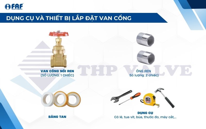 dụng cụ và thiết bị lắp đặt van cổng nối ren