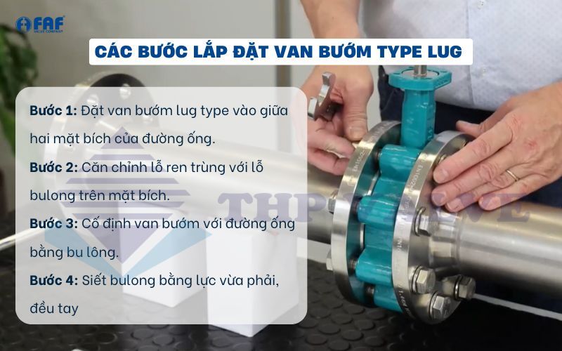 lắp đặt van bướm lug type