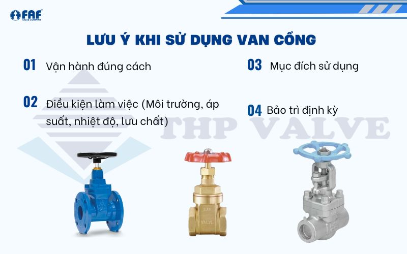 lưu ý khi sử dụng van cổng