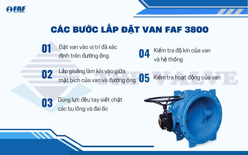 quy trình lắp đặt van bướm lệch tâm hai mặt bích faf 3800