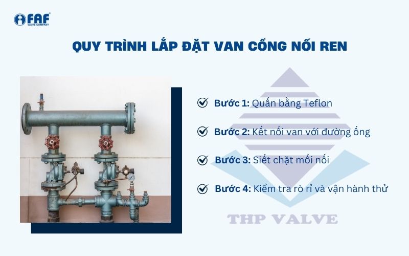 quy trình lắp đặt van cổng nói ren