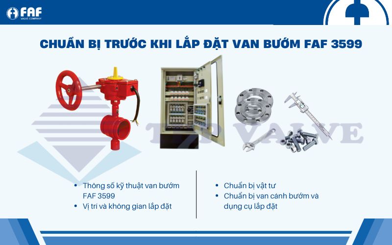 thiết bị và dụng cụ lắp đặt van bướm kèm công tắc giám sát faf 3599