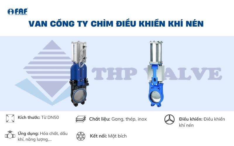 van cổng ty chìm điều khiển khí nén