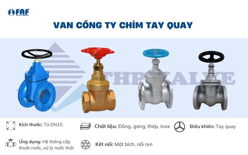 van cổng ty chìm tay quay