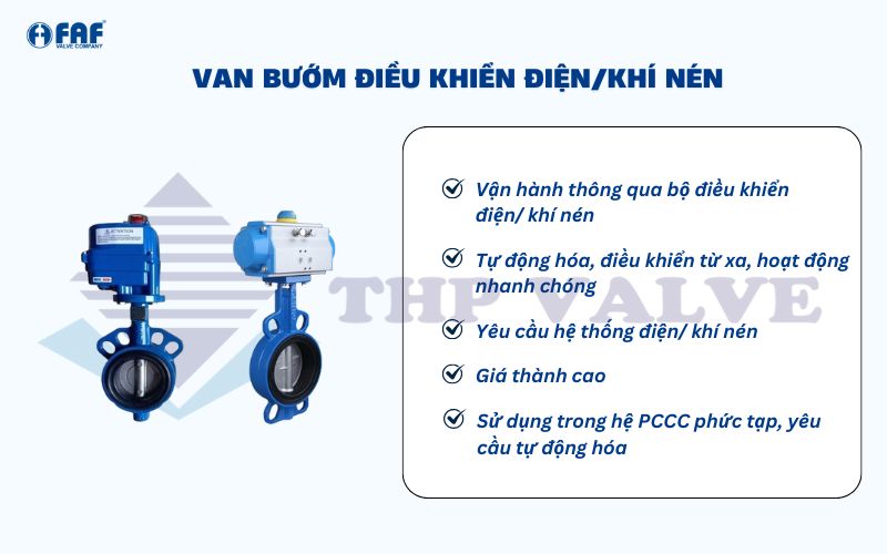 van bướm điều khiển điện khí nén pccc