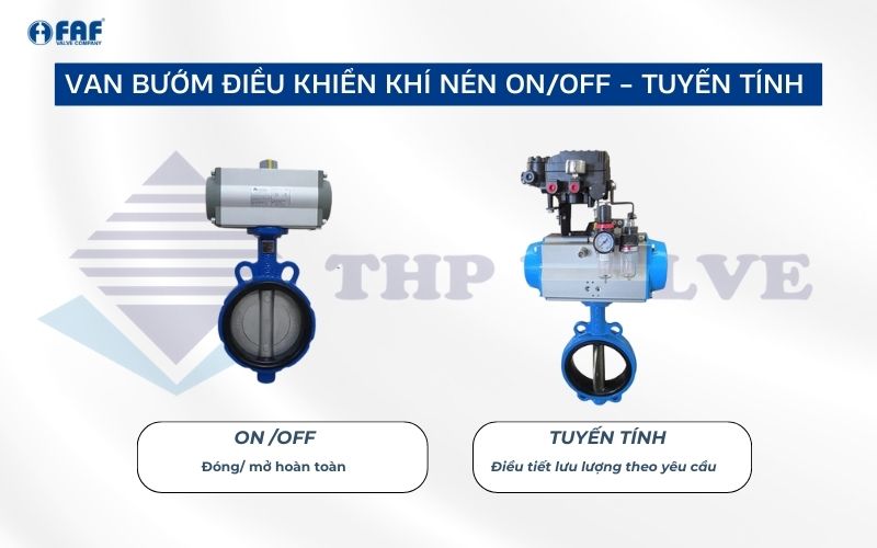 van bướm điều khiển khí nén on off tuyến tính