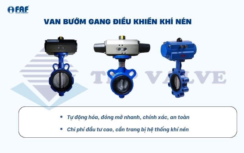 van bướm gang điều khiển khí nén