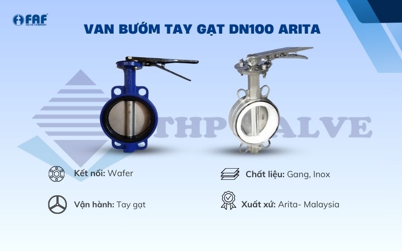 van bướm tay gạt dn100 arita