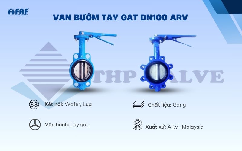 van bướm tay gạt dn100 arv