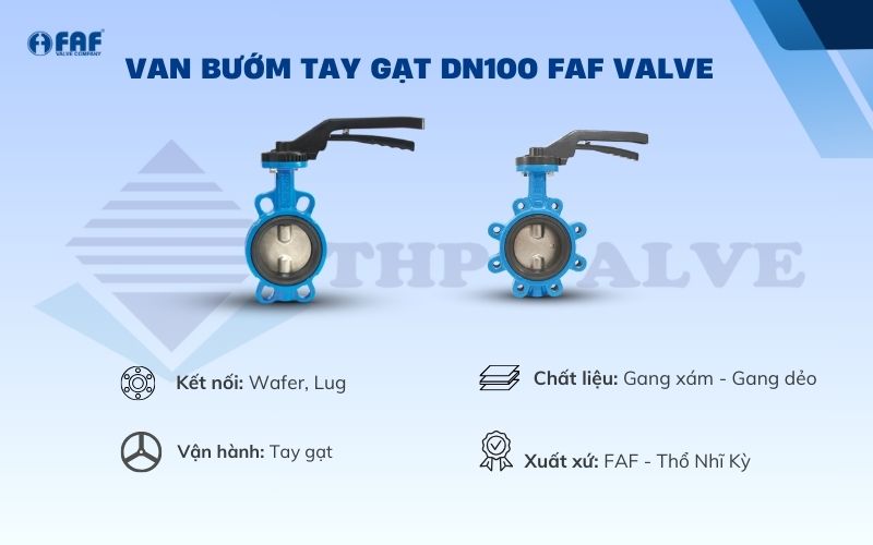 van bướm tay gạt dn100 faf valve