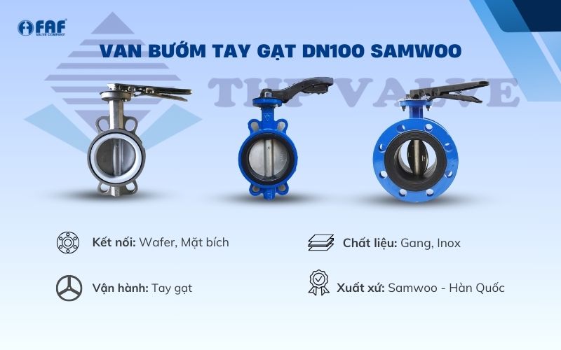 van bướm tay gạt dn100 samwoo