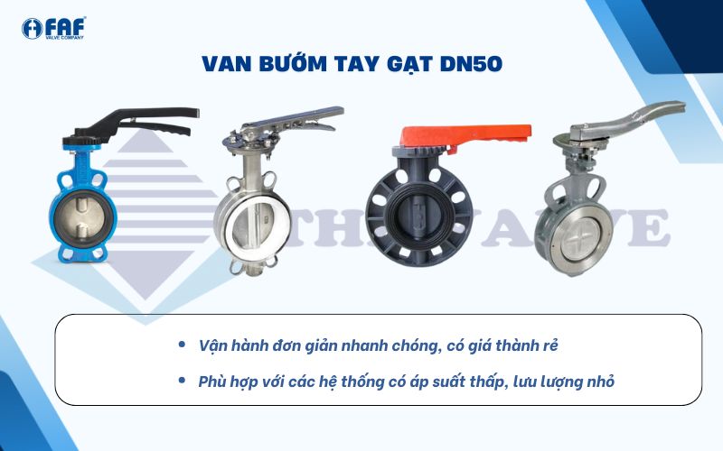 van bướm tay gạt dn50