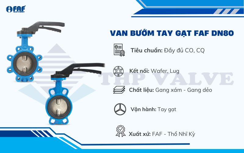 van bướm tay gạt dn80 faf valve