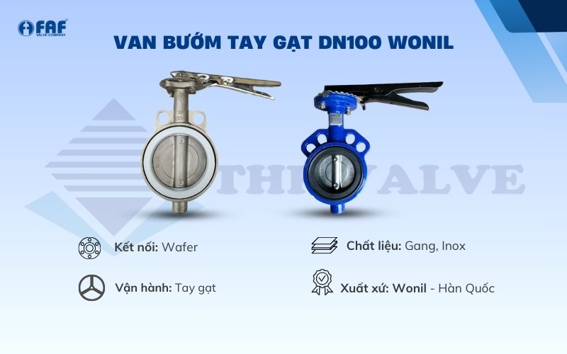 van bướm tay kẹp dn100 wonil