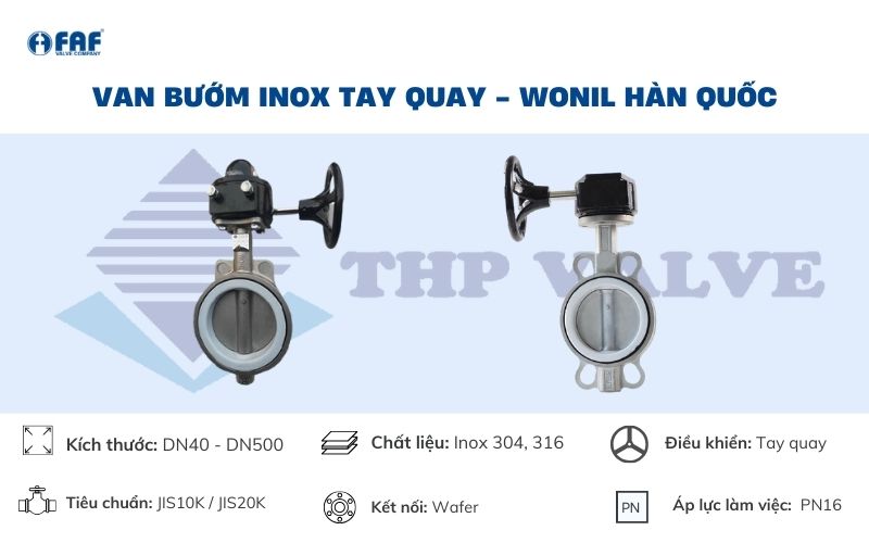 van bướm tay quay inox wonil hàn quốc