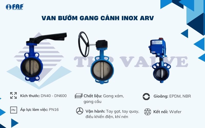 van bướm thân gang cánh inox arv