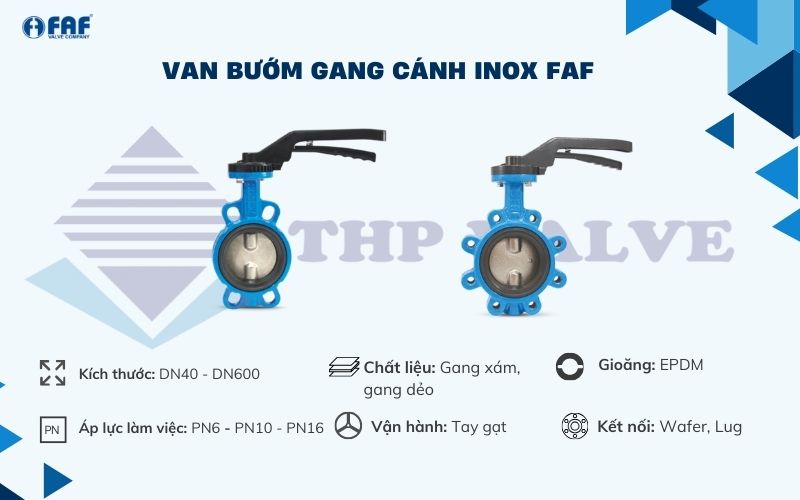 van bướm thân gang cánh inox faf valve