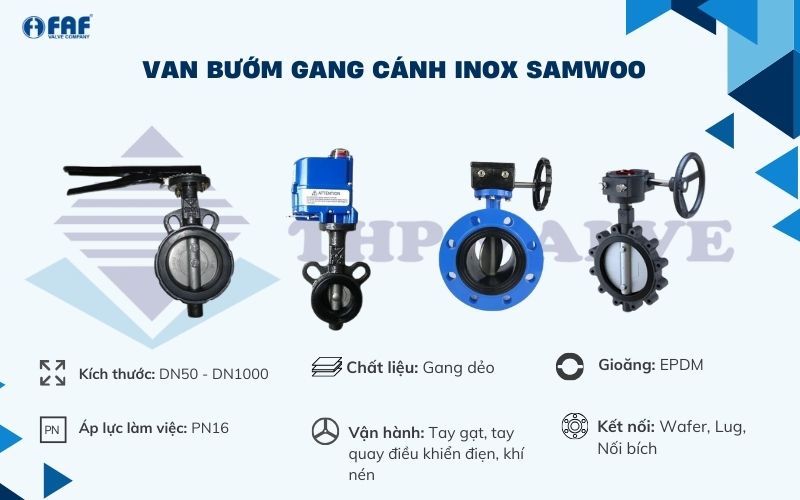 van bướm thân gang cánh inox samwoo