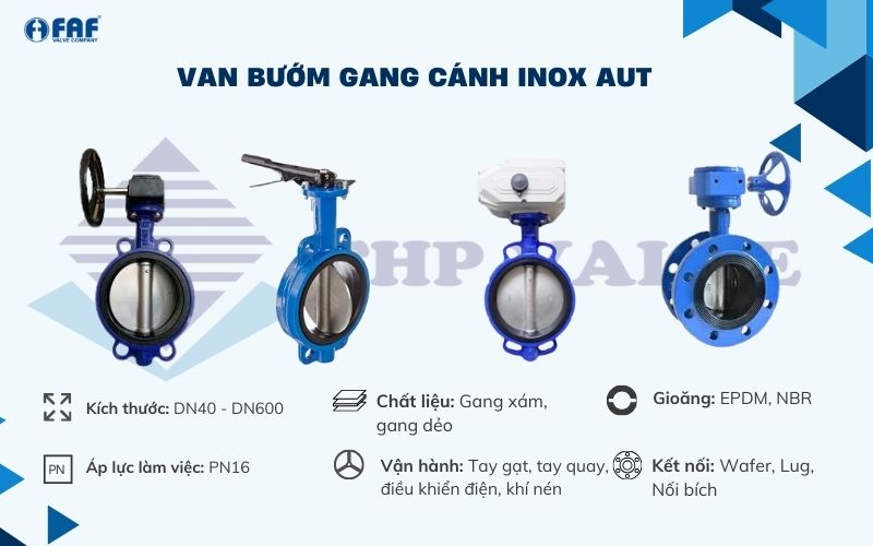 van bướm thân gang đĩa inox aut