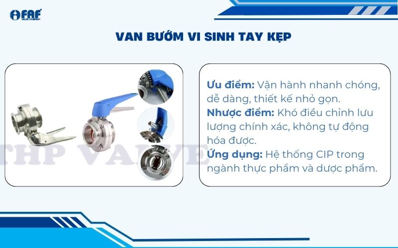 van bướm vi sinh tay kẹp