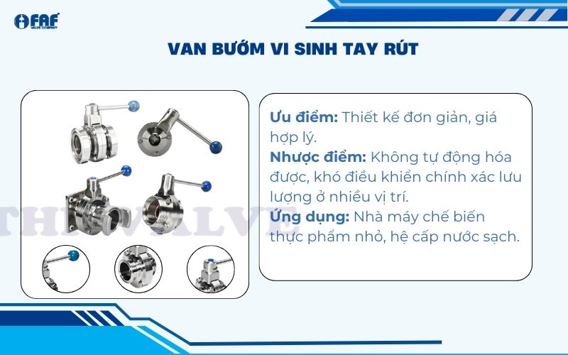 van bướm vi sinh tay rút