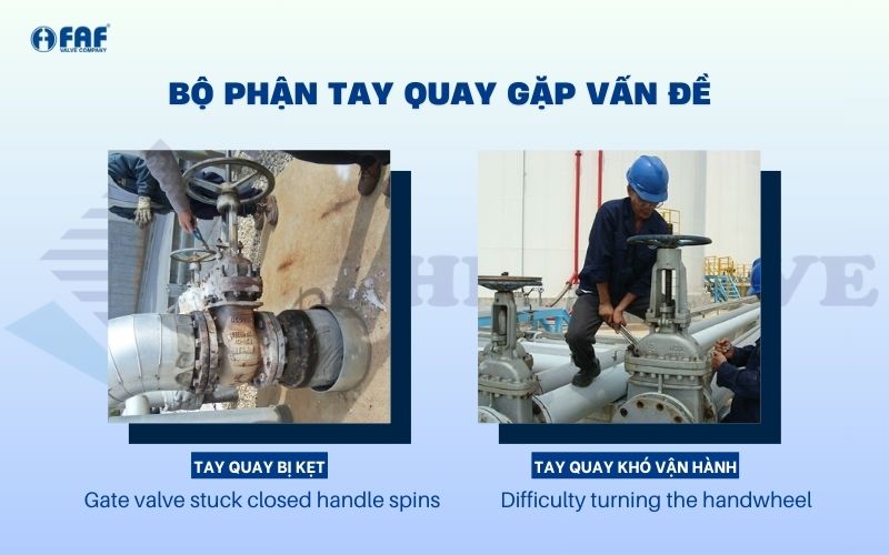 van cổng bị kẹt đóng tay cầm quay, khó vận hành