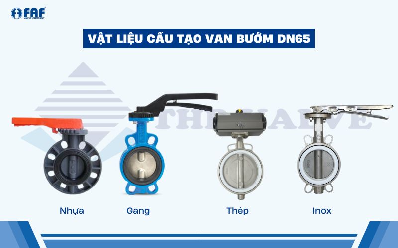 vật liệu cấu tạo van bướm dn65 phi 73