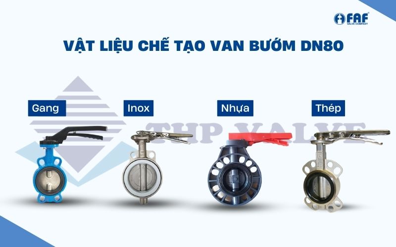 vật liệu cấu tạo van bướm dn80