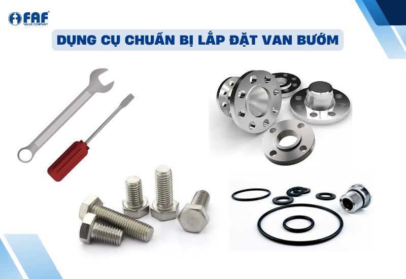 chuẩn bị dụng cụ và vật tư lắp đặt van bướm